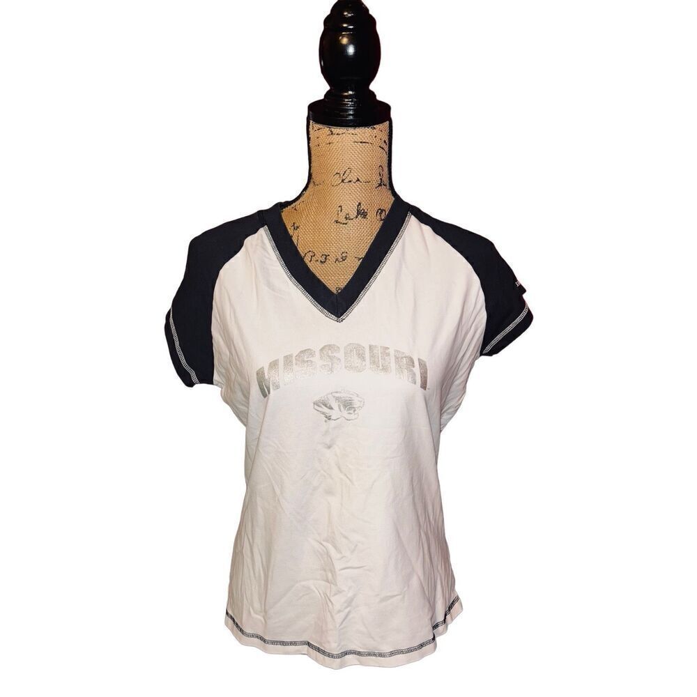 P2 By Pro Players Women’s White Mizzou V Neck Short Sleeve T Shirt M